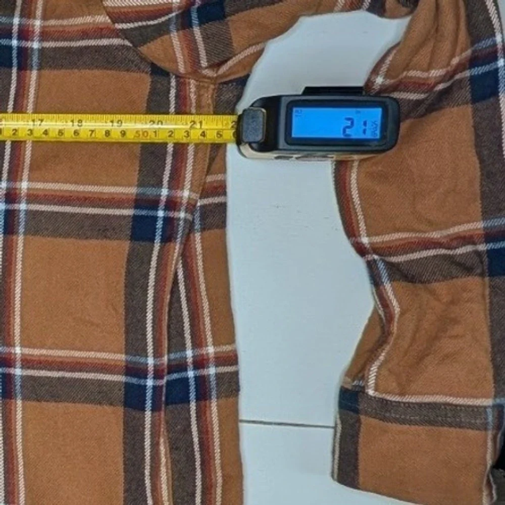 The North Face Button Down Mens L Brown Plaid Flannel Shirt Long Sleeve Cotton